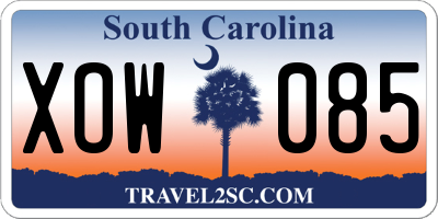 SC license plate XOW085