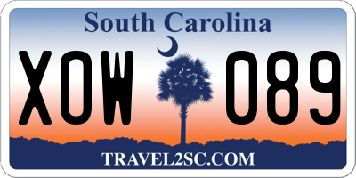 SC license plate XOW089