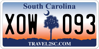SC license plate XOW093