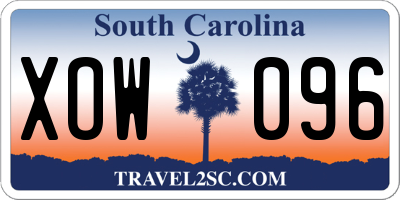 SC license plate XOW096