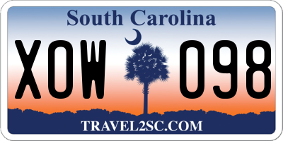 SC license plate XOW098