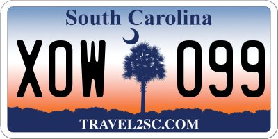 SC license plate XOW099