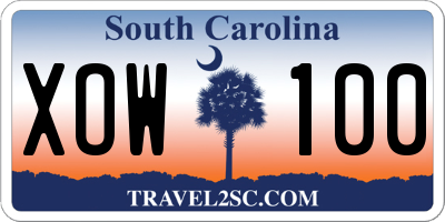 SC license plate XOW100