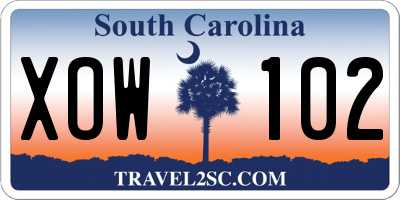 SC license plate XOW102