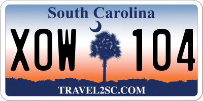 SC license plate XOW104