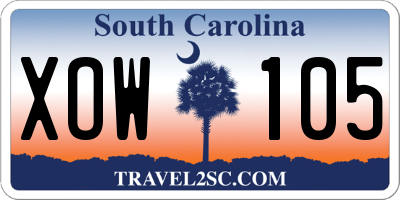 SC license plate XOW105