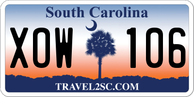 SC license plate XOW106