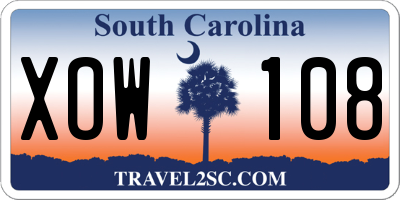 SC license plate XOW108