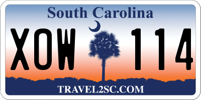 SC license plate XOW114