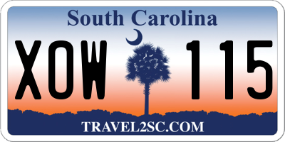 SC license plate XOW115