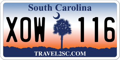 SC license plate XOW116