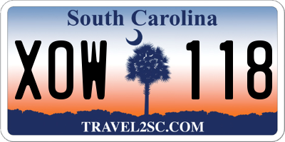 SC license plate XOW118
