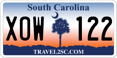 SC license plate XOW122