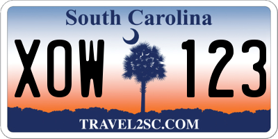 SC license plate XOW123