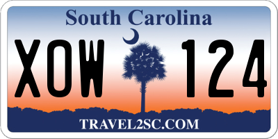 SC license plate XOW124