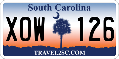 SC license plate XOW126