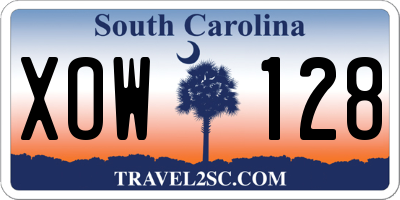 SC license plate XOW128