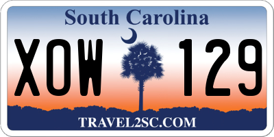 SC license plate XOW129