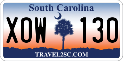 SC license plate XOW130