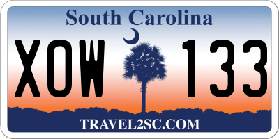 SC license plate XOW133
