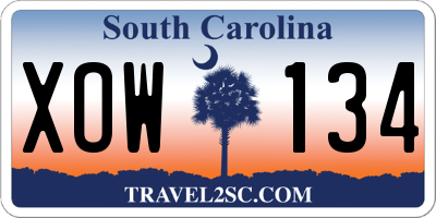 SC license plate XOW134