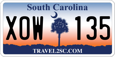 SC license plate XOW135
