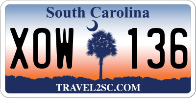 SC license plate XOW136