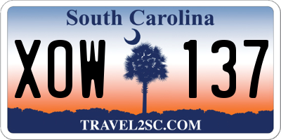 SC license plate XOW137