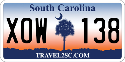 SC license plate XOW138