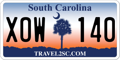 SC license plate XOW140