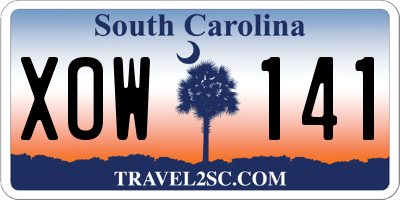 SC license plate XOW141