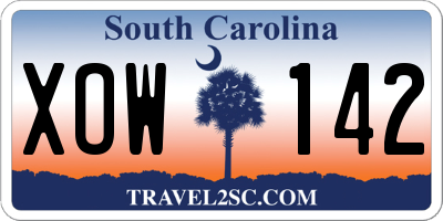 SC license plate XOW142