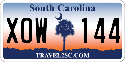 SC license plate XOW144