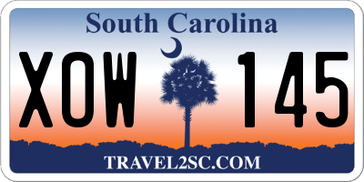 SC license plate XOW145