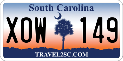 SC license plate XOW149