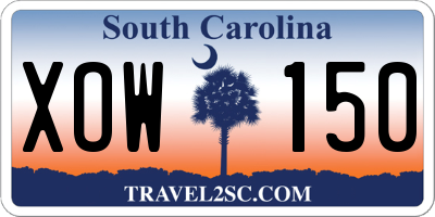 SC license plate XOW150