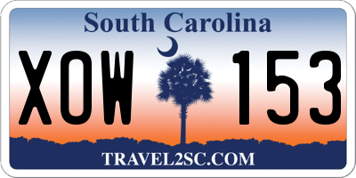 SC license plate XOW153