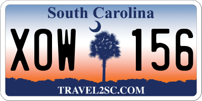 SC license plate XOW156