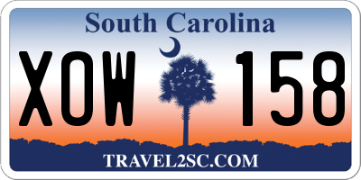 SC license plate XOW158