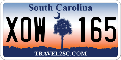 SC license plate XOW165