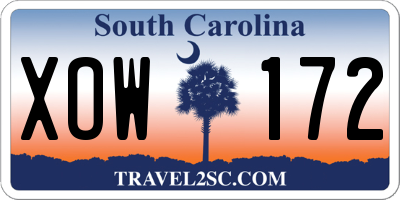 SC license plate XOW172