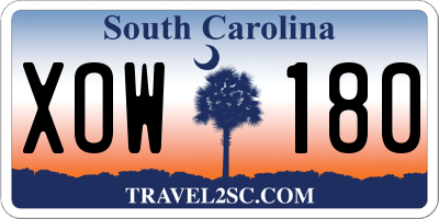 SC license plate XOW180