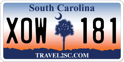 SC license plate XOW181