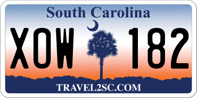 SC license plate XOW182
