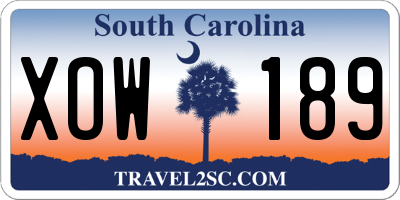 SC license plate XOW189