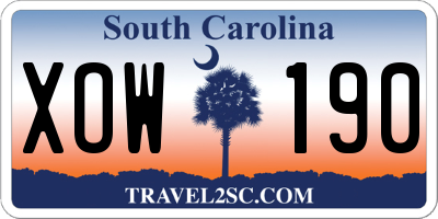 SC license plate XOW190