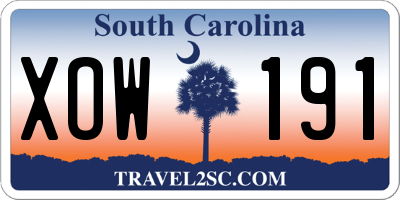 SC license plate XOW191
