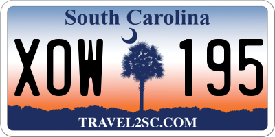 SC license plate XOW195
