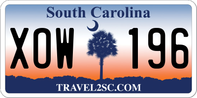 SC license plate XOW196