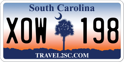 SC license plate XOW198